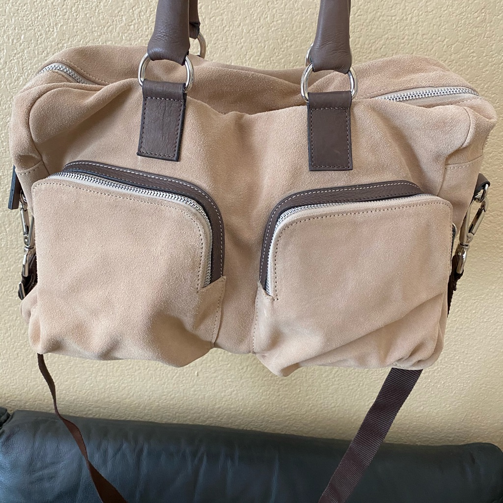 Italian Made Real Leather  Suede Travel Bag